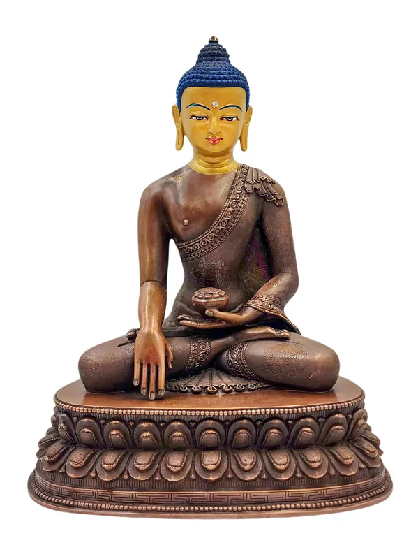 Statue en cuivre de Shakyamuni Bouddha – Finition chocolat