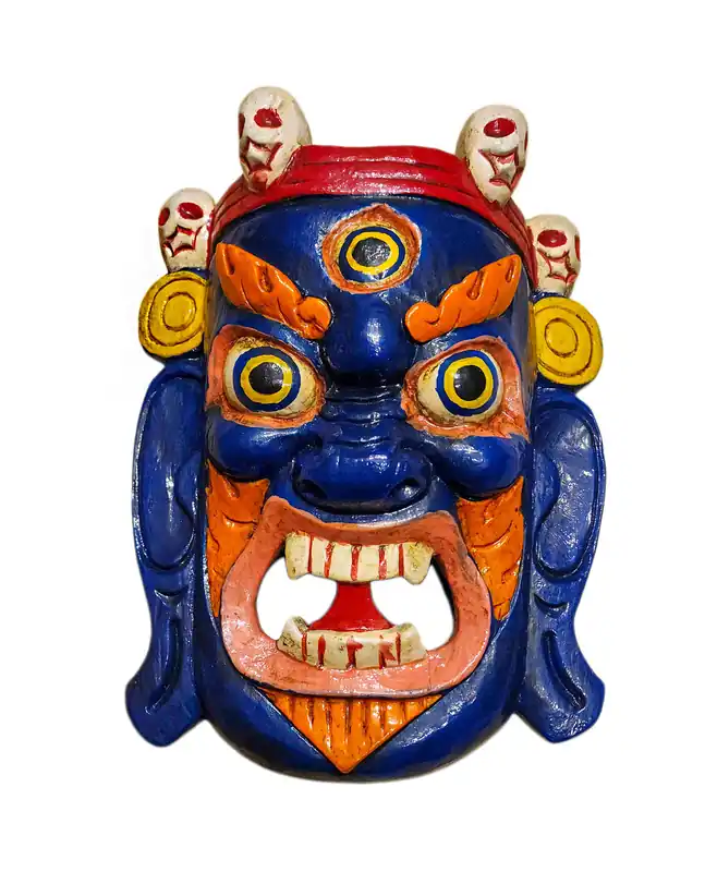 Masque en bois de Bhairav en bois de peuplier