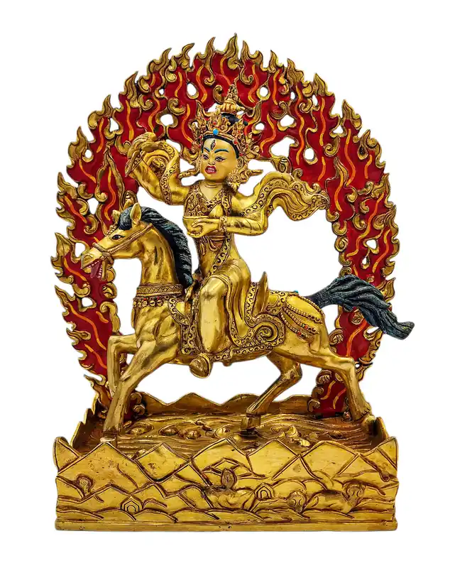 Statue en cuivre de Palden Lahmo – Protectrice féroce de la compassion 30 cm