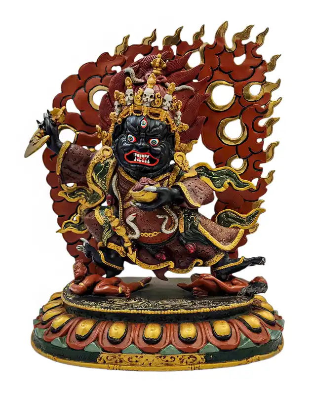 Statue en cuivre sculptée à la main de Kajupa Mahakala – Protecteur féroce du Dharma