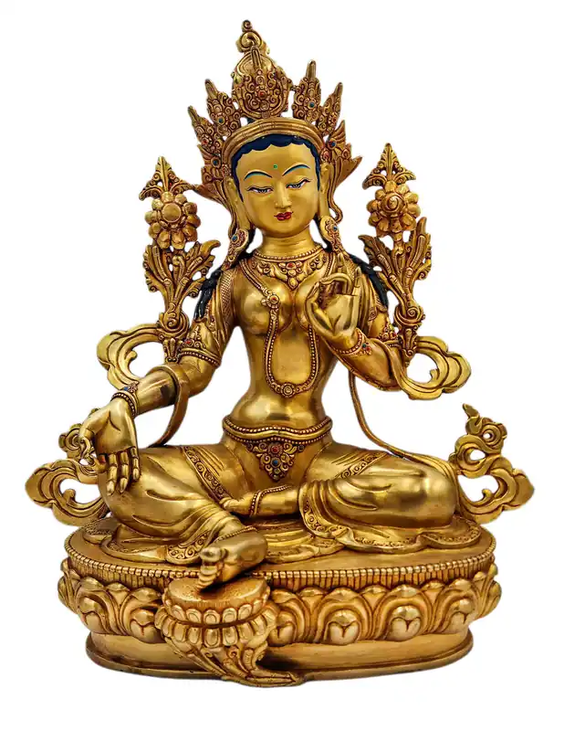 Statue en cuivre de la Tara verte – Gardienne de la Compassion et de l’Action Rapide, 36 cm