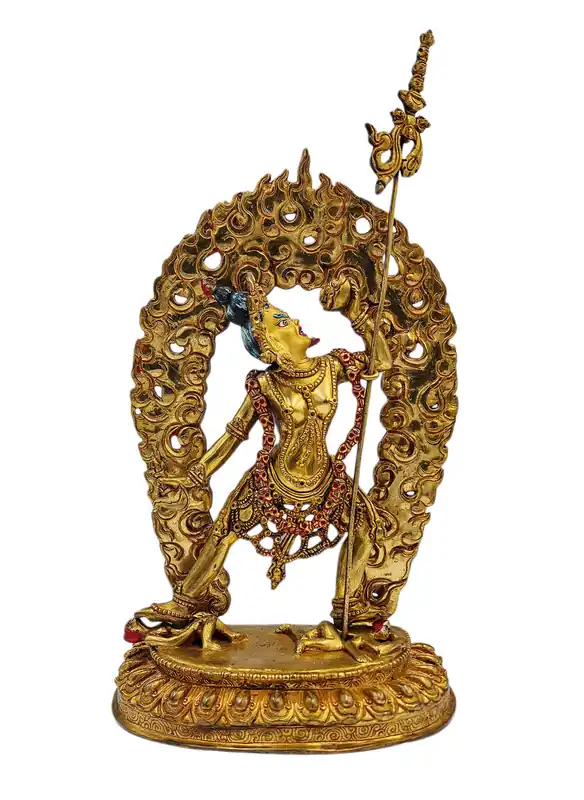 Statue en cuivre de Vajrayogini avec finition dorée – 31 cm