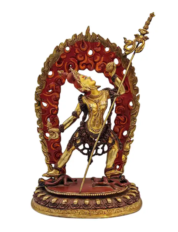 Statue en cuivre de Vajrayogini avec visage doré – 31 cm