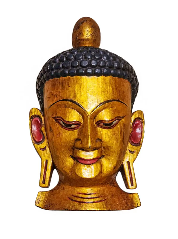 Masque de tête de Bouddha en bois de peuplier pour la paix intérieure