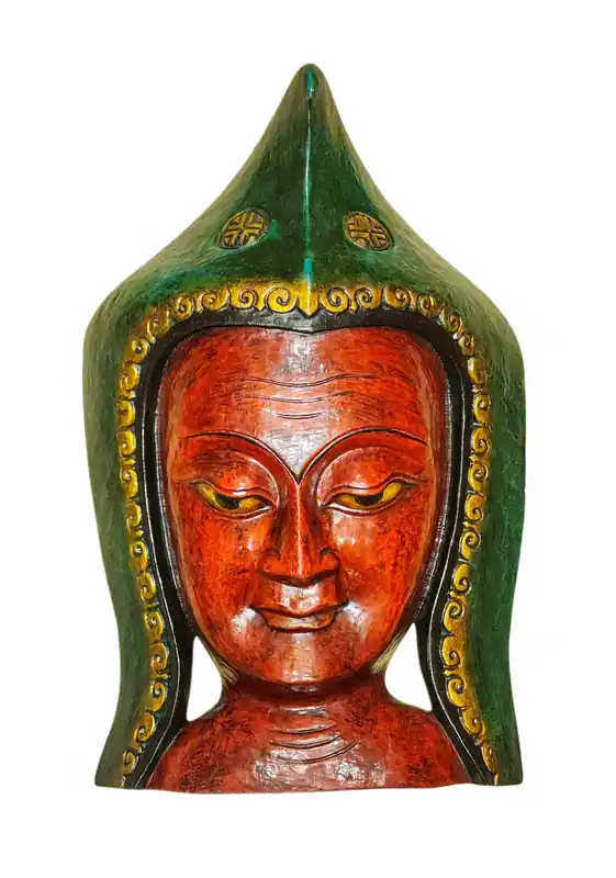 Masque mural en bois de Tsongkhapa