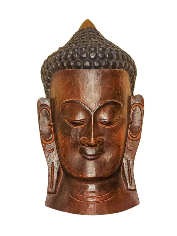 Masque en bois de tête de Bouddha
