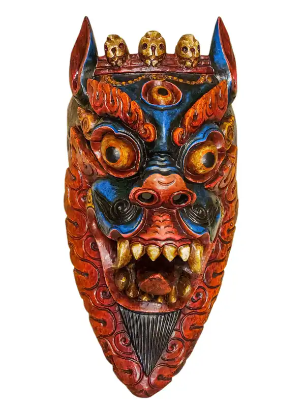 Masque en bois de lion des neiges – Bois de peuplier