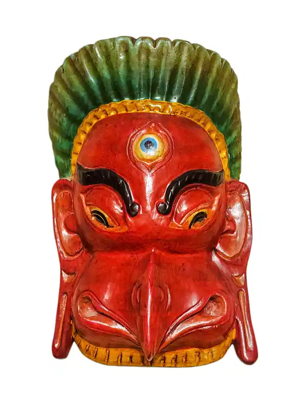 Masque mural en bois de Garuda du Népal
