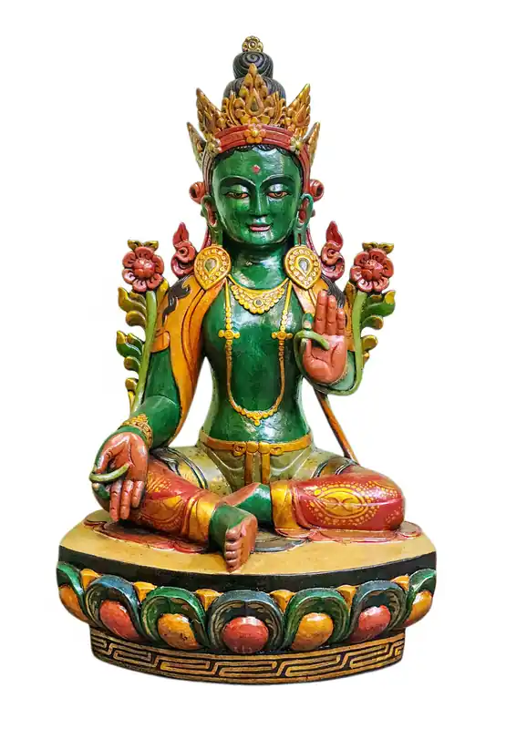 Tenture murale de Tara Verte – Art en bois de peuplier de la Compassion et de la Protection