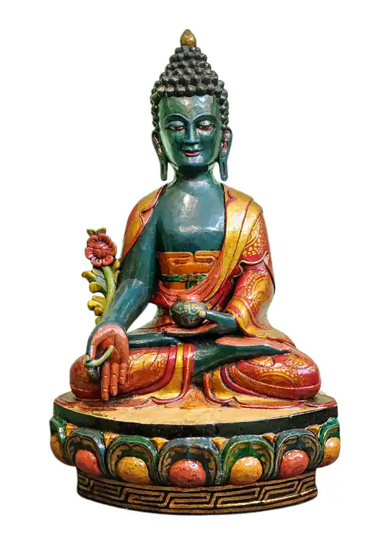 Statue en bois du Bouddha Médecine guérisseur