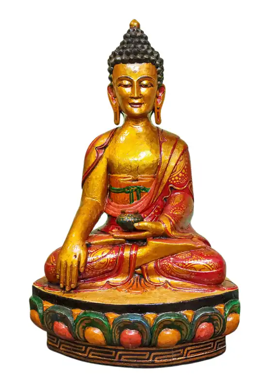 Hanging mural de Shakyamuni Bouddha – Statue en bois de peuplier fabriquée à la main