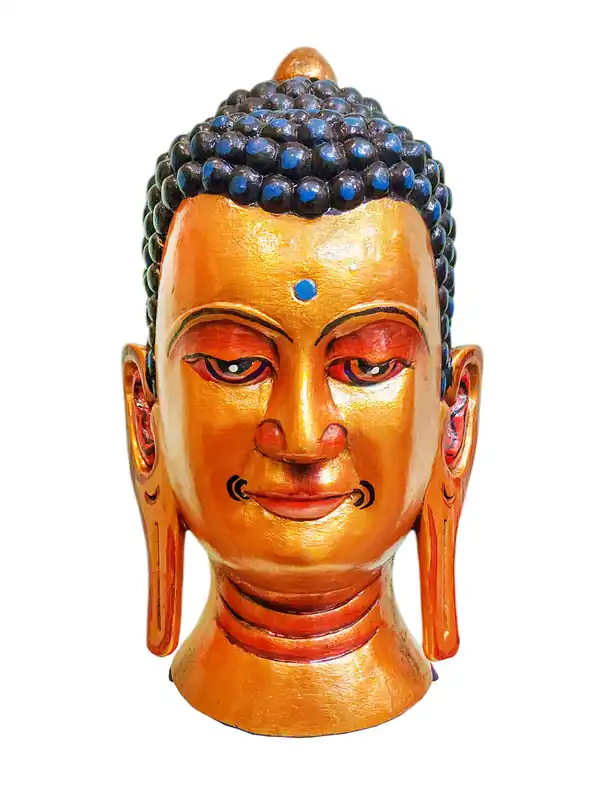 Tête de Bouddha en Statue de Bois