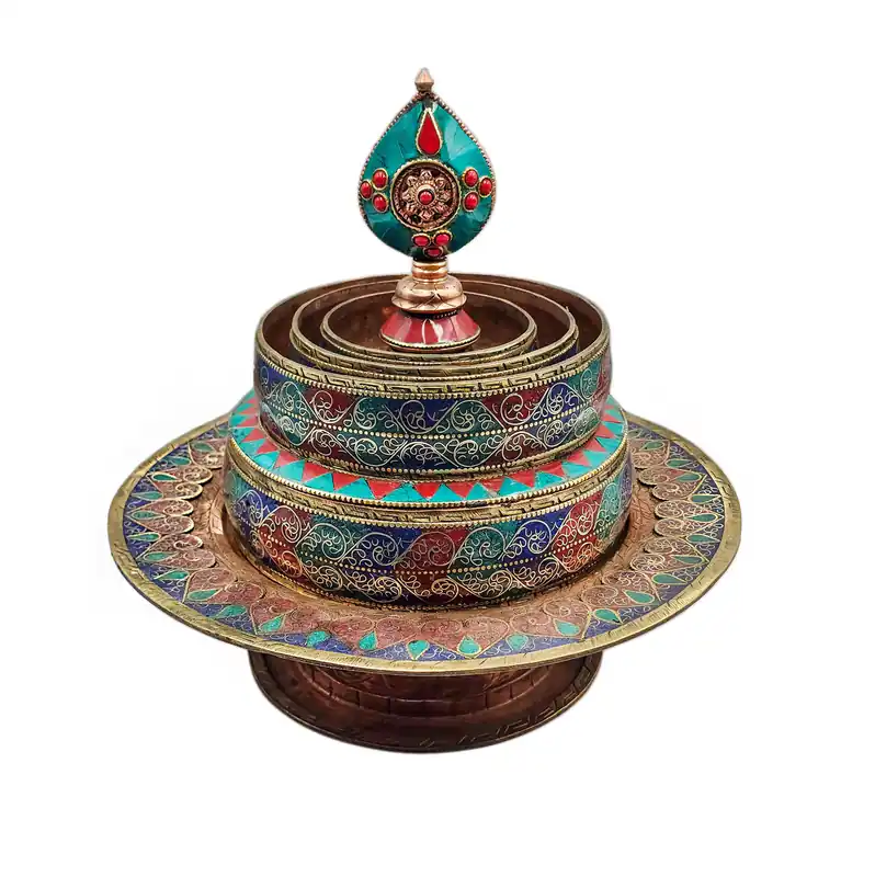 Grand Mandala en Cuivre Ratna pour la Méditation