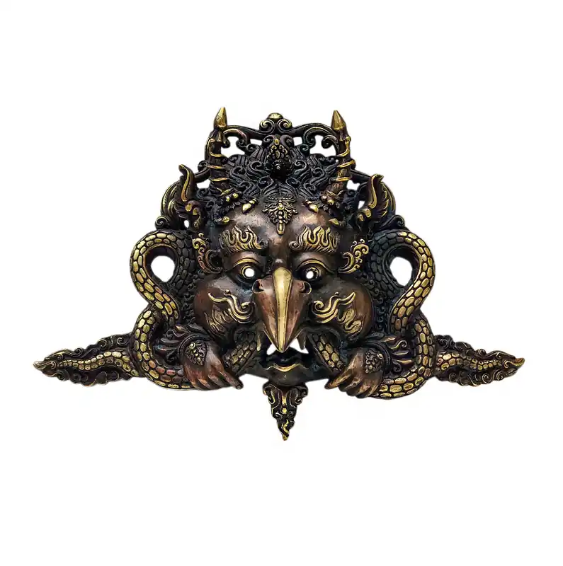 Masque rituel en laiton de Garuda pour la protection spirituelle