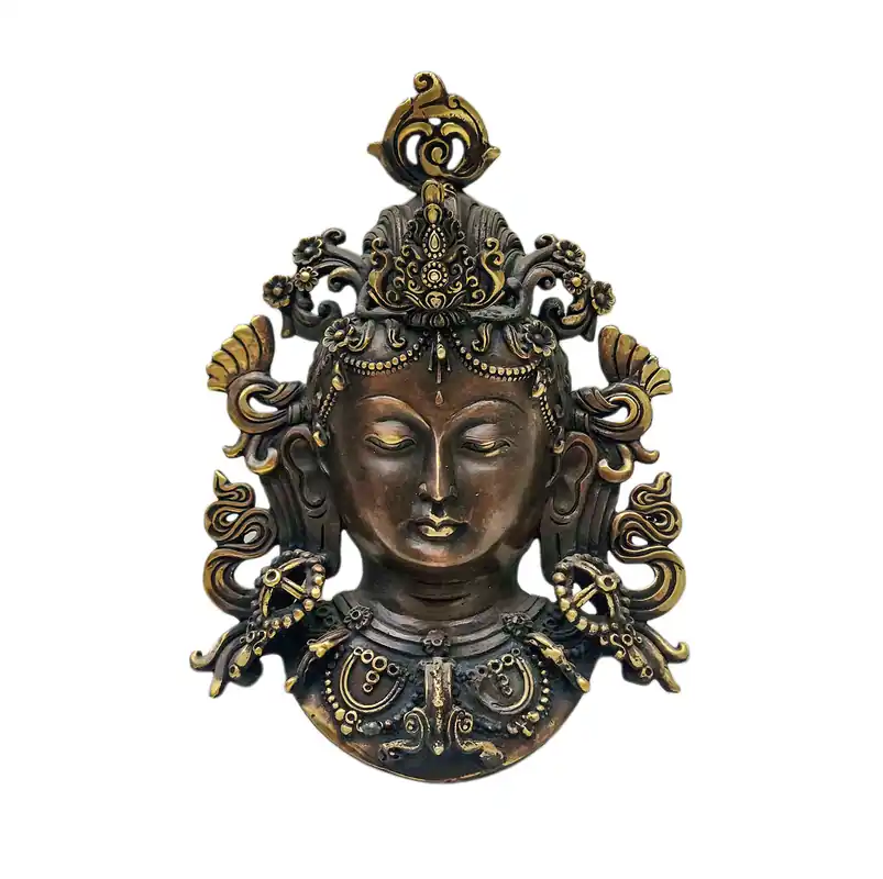 Masque rituel en laiton de Tara Verte pour la protection