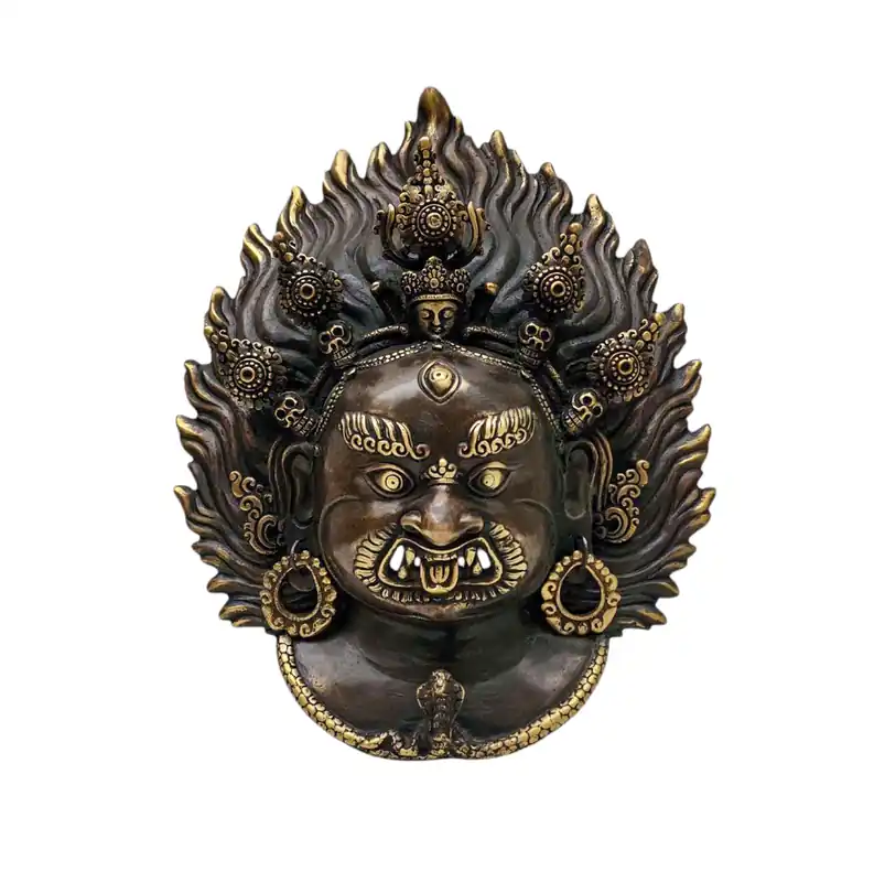 Masque rituel en laiton de Bhairav pour Mahakala