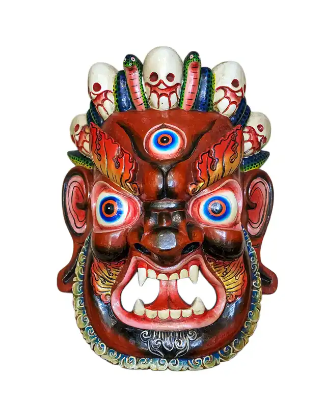 Masque en bois de Bhairav – Shiva courroucé en bois de peuplier