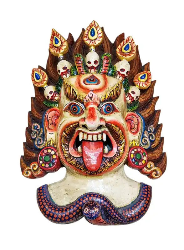 Masque en bois d’Akash Bhairav