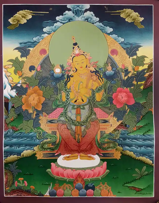 Thangka tibétain de Bouddha Maitreya