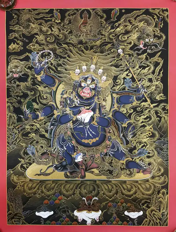 Peinture tibétaine de Mahakala noir
