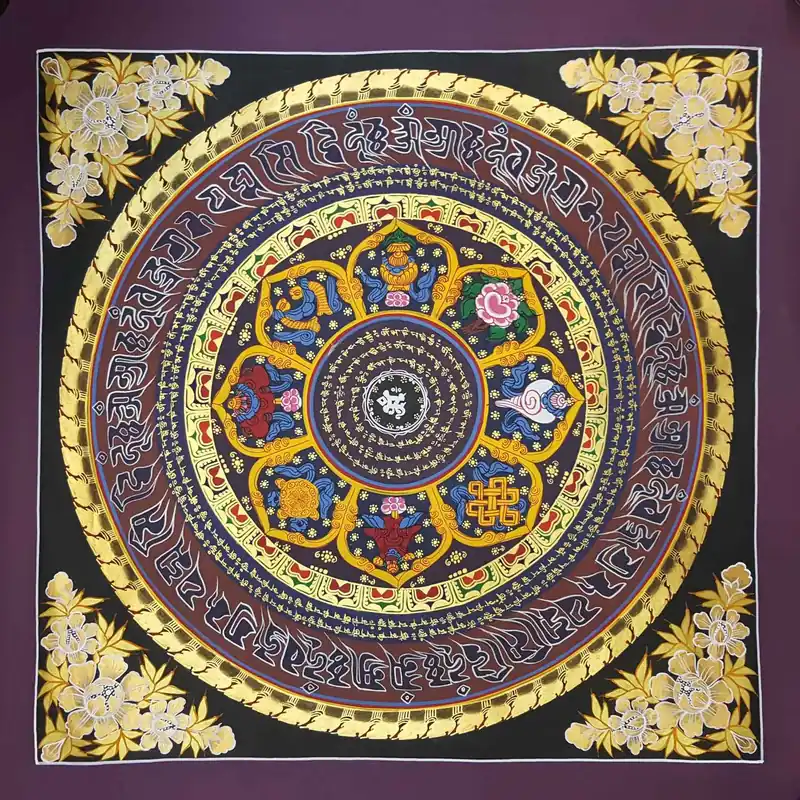 Om Mani Padme Hum Mandala tibétain fait main