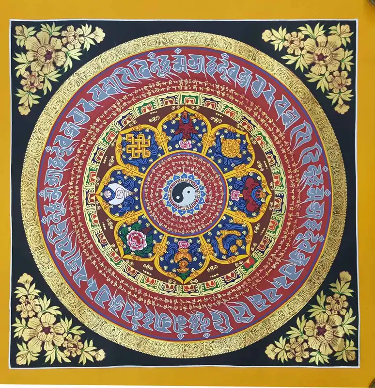 Om Mani Padme Hum Art Mandala Traditionnelle