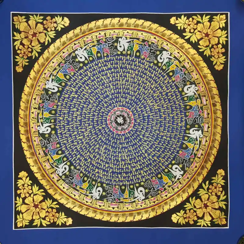 Om Mani Padme Hum Thangka tibétain fait main