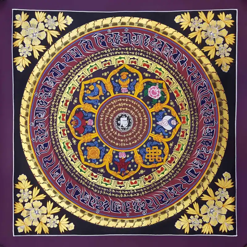Le mantra traditionnel Om Mane Padme Hum Mandala
