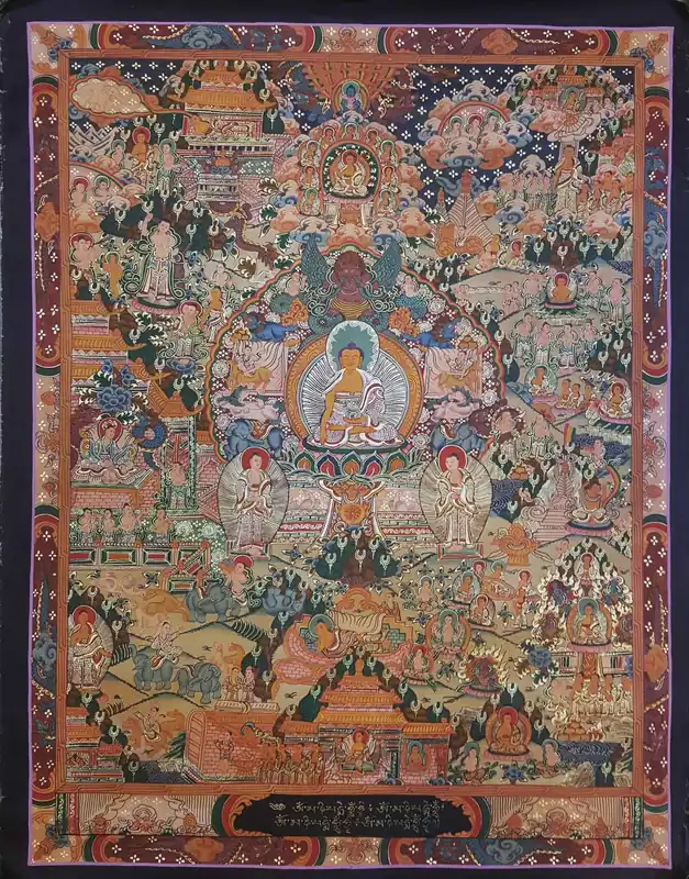 Vie du Bouddha – Thangka traditionnel