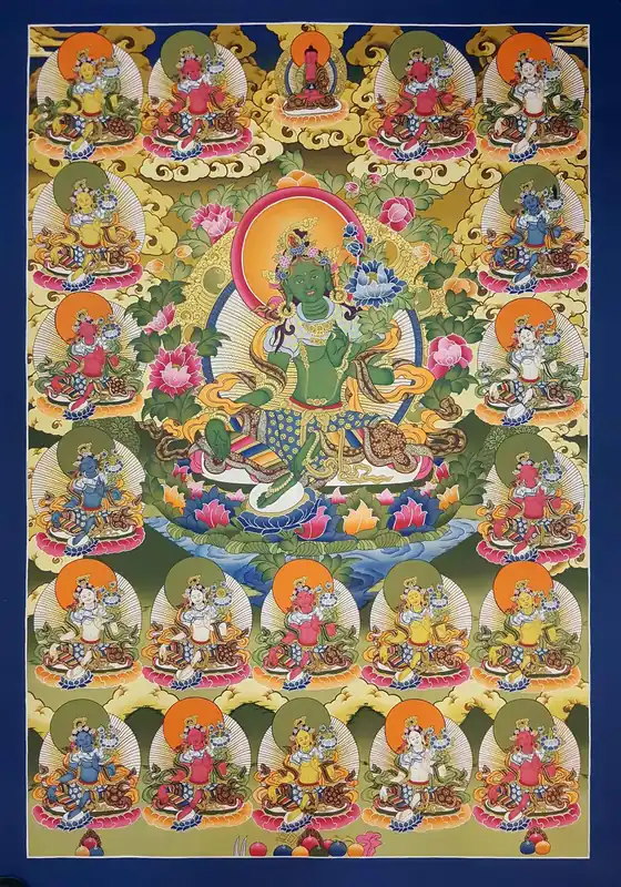 21 Taras Thangka Le thangka des 21 Taras est une