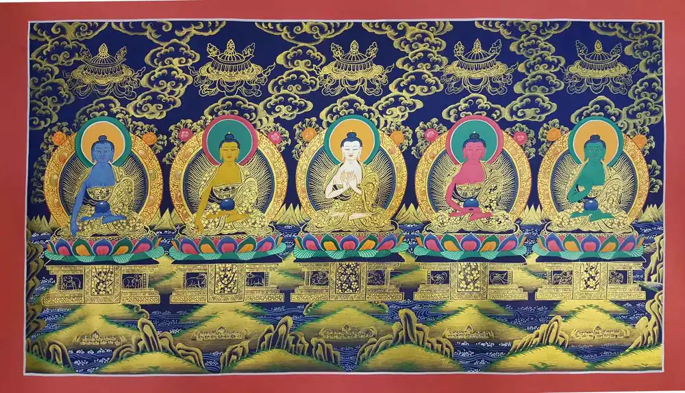 Thangka des Cinq Bouddhas
