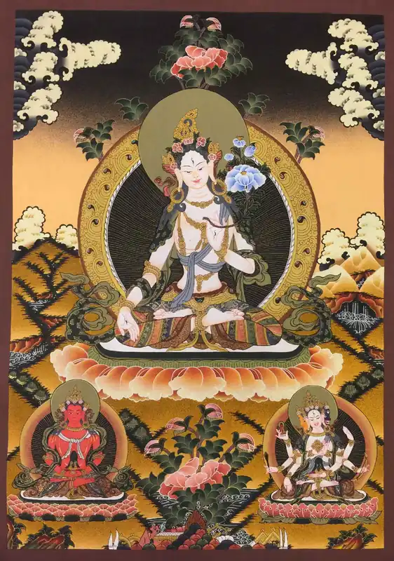 Thangka de la déesse bouddhiste Tara Blanche