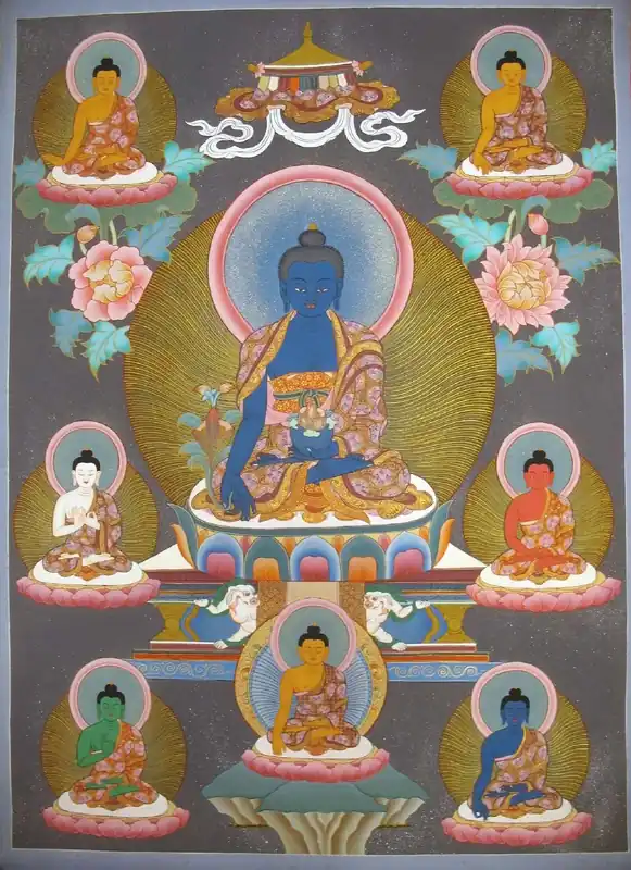Thangka du Bouddha de médecine peint à la main