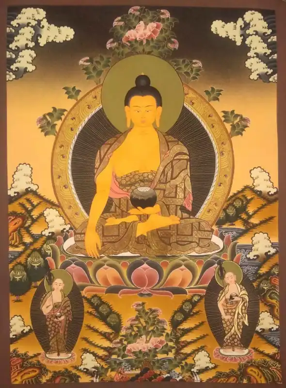 Thangka peinte à la main du Bouddha Shakyamuni