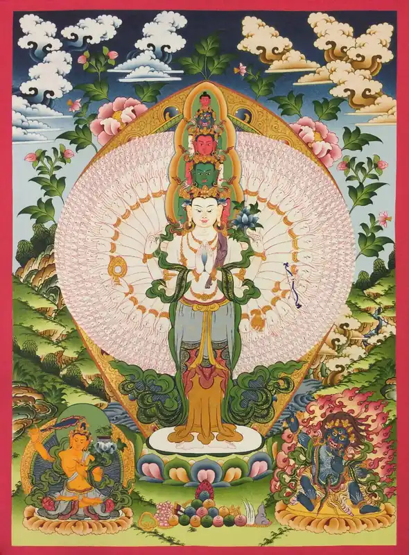 Thangka bouddhique de Sahasrabhuja Avalokitesvara
