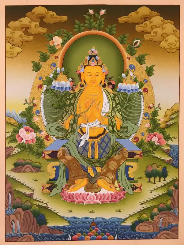 Thangka peint à la main du Bouddha Maitreya