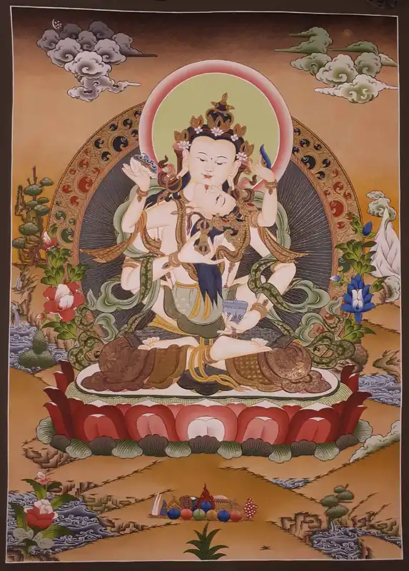 Peinture tibétaine Thangka de Vajrasattva