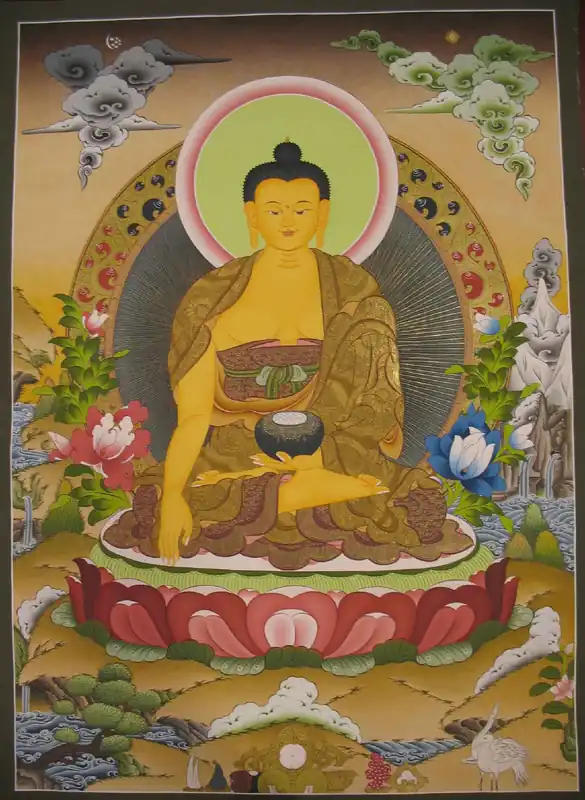 Thangka bouddhiste peint à la main de Shakyamuni Bouddha