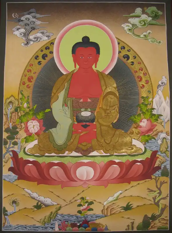 Thangka peint à la main d’Amitabha Bouddha