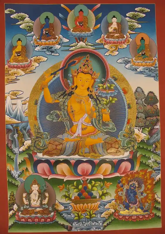 Manjushri traditionnelle avec les Cinq Bouddhas