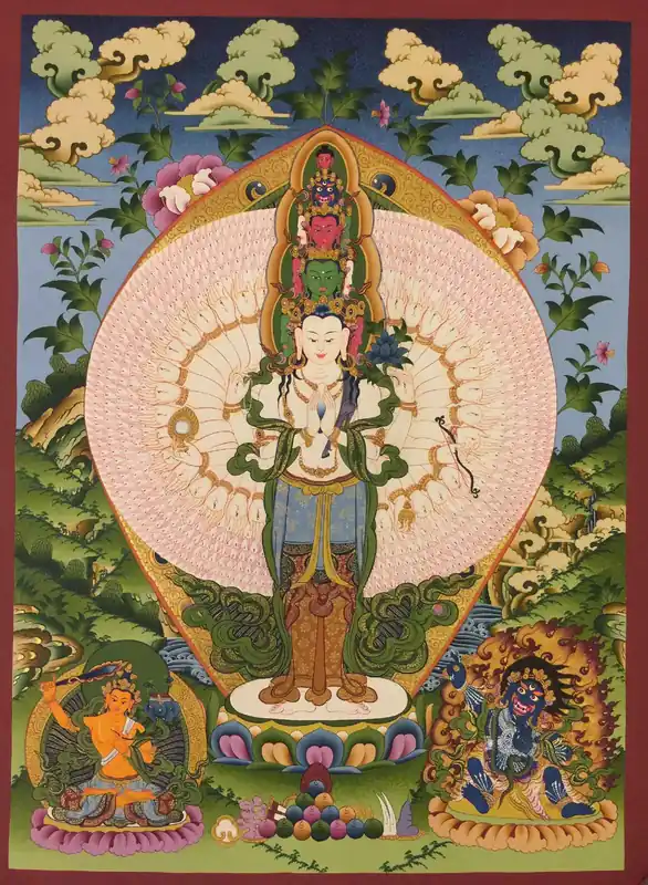 Thangka bouddhiste tibétain d’Avalokitesvara