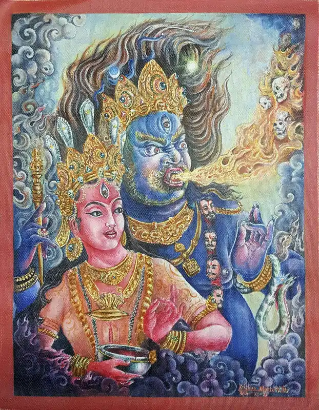 Thangka Newari de Bhairab et Kumari
