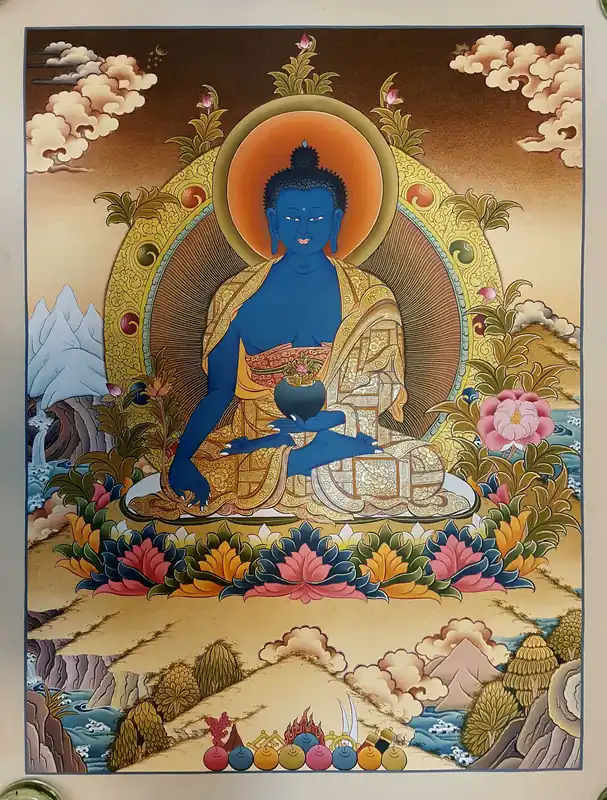 Thangka du Bouddha de la Guérison