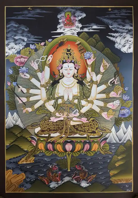 Thangka rituel tibétain de Chundi
