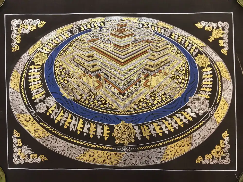 Mandala de Kalachakra – Doré et Argenté