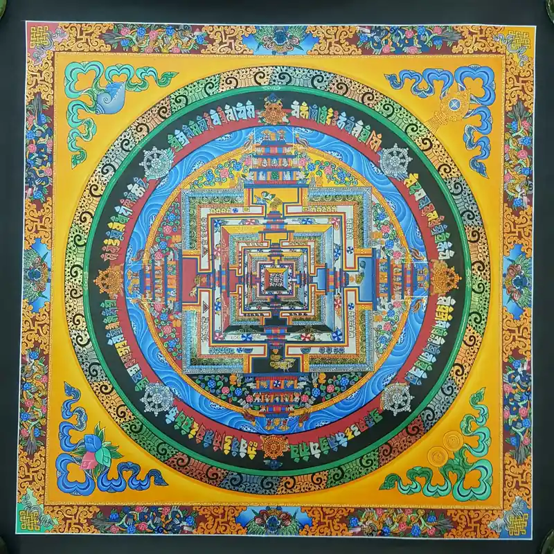 Mandala du Kalachakra du Dragon peint à la main