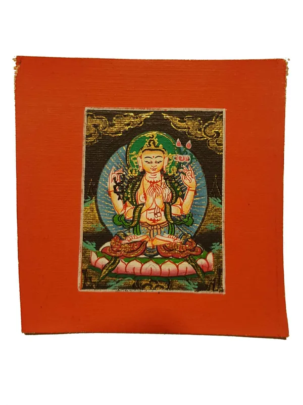 Thangka de médaillon d’Avalokiteshvara