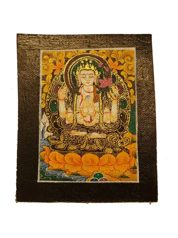 Chengrezig Tiny Thangka