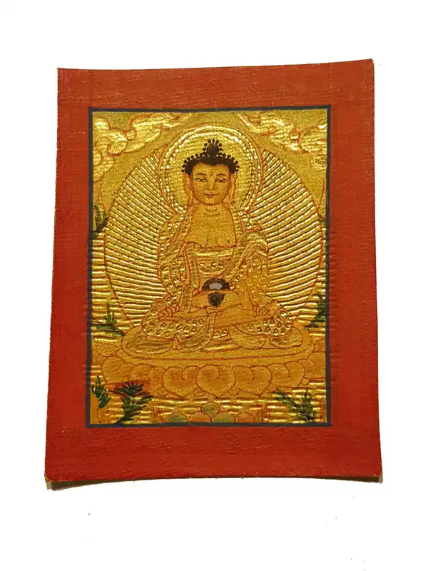 Thangka doré miniature d’Amitabha Bouddha