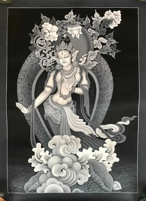Paubha de la Déesse Tara Blanche dansante